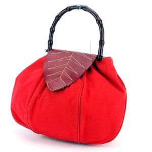Max & Co. Handbag Leaf Motif Canvas Authentic